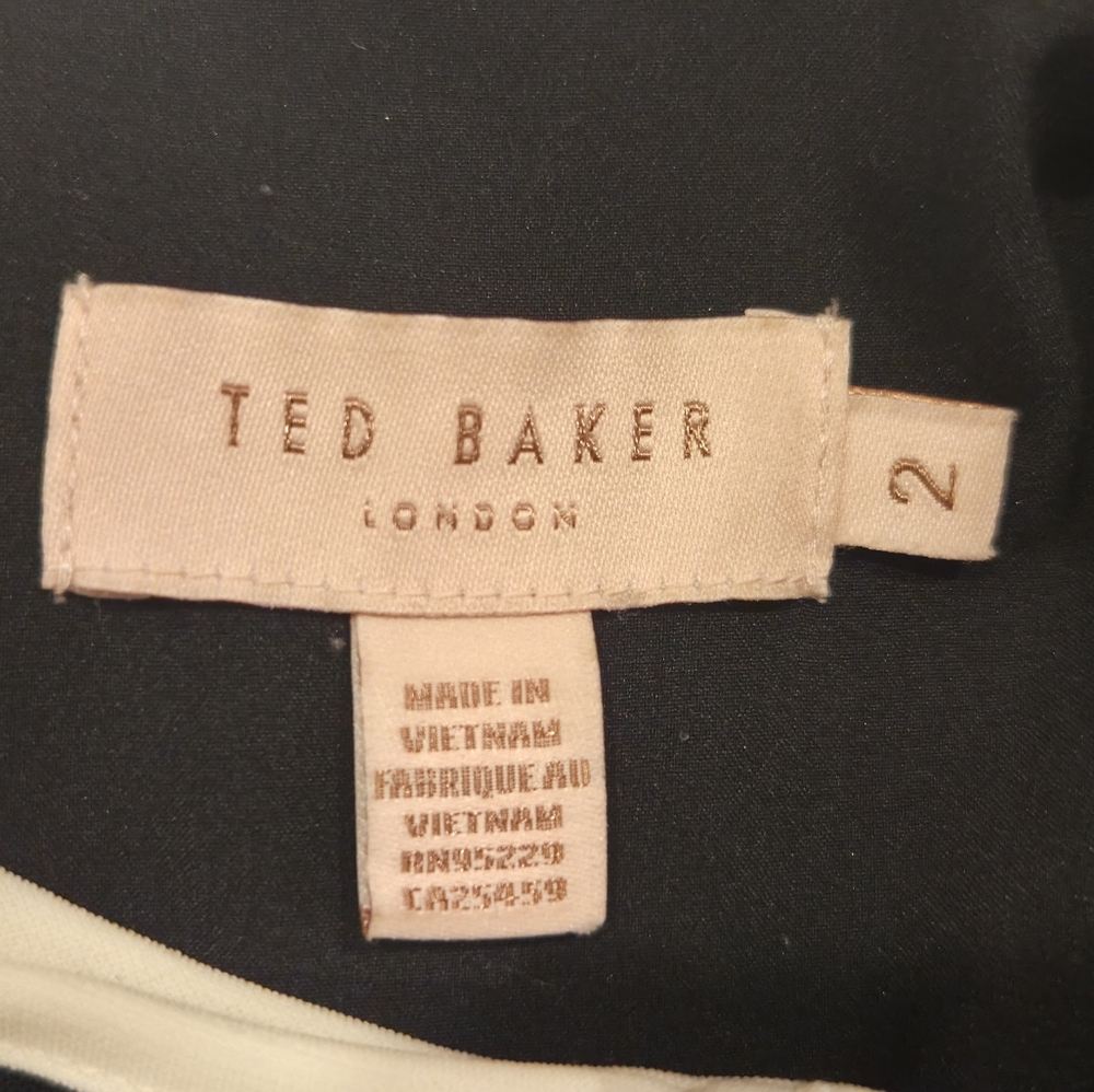 Ted Baker Black Dress with White Accents, Size 2 - Picture 15 of 16
